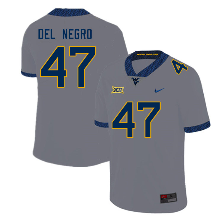 Men #47 Anthony Del Negro West Virginia Mountaineers College Football Jerseys Sale-Gray